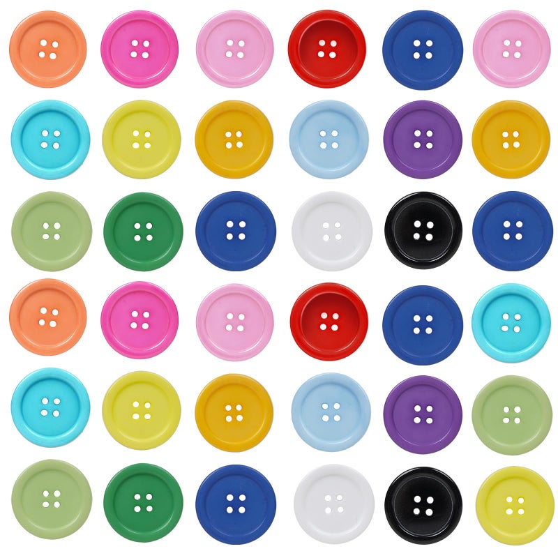Chenkou Craft Mix Color Plastic Resin Circle Big Button 4 Holes DIY Craft Sewing 30mm 40pcs(Mix, 1 1/4"(30mm)) - Image 2